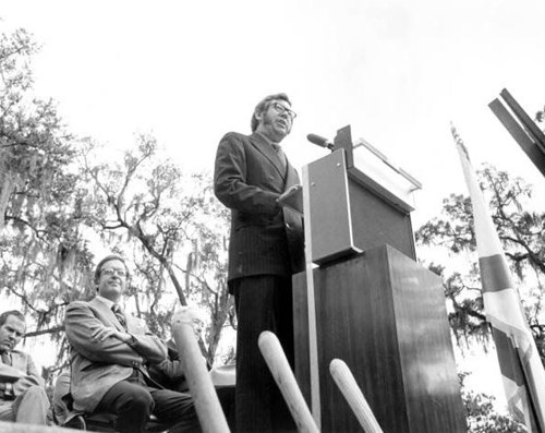 State Librarian Cecil Beach speaks at R.A. Gray Building groundbreaking ceremony